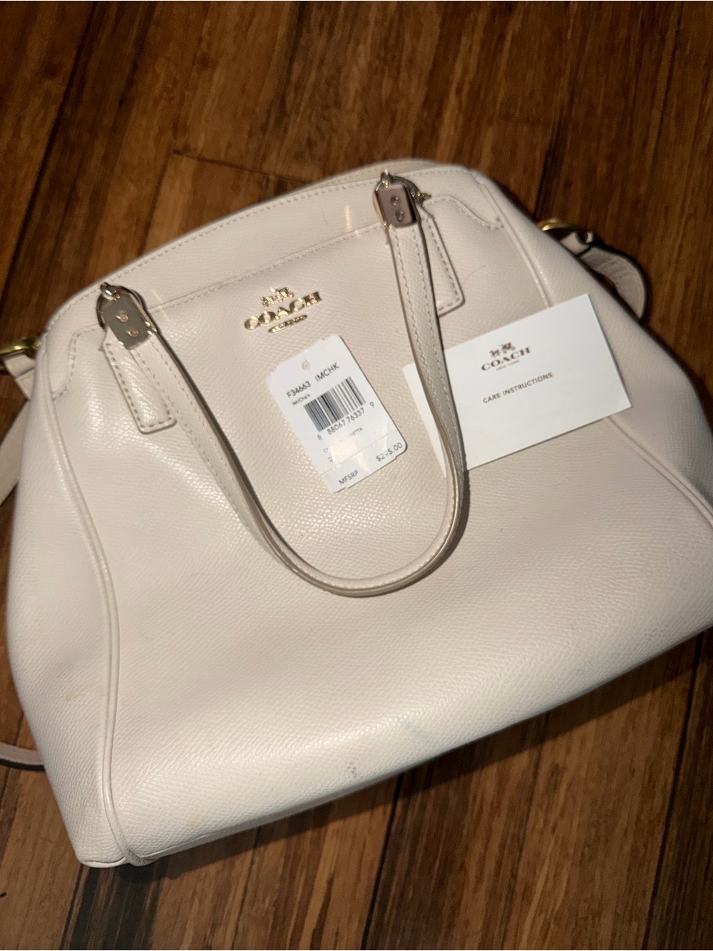 COACH Pebbled Leather Satchel - Cream